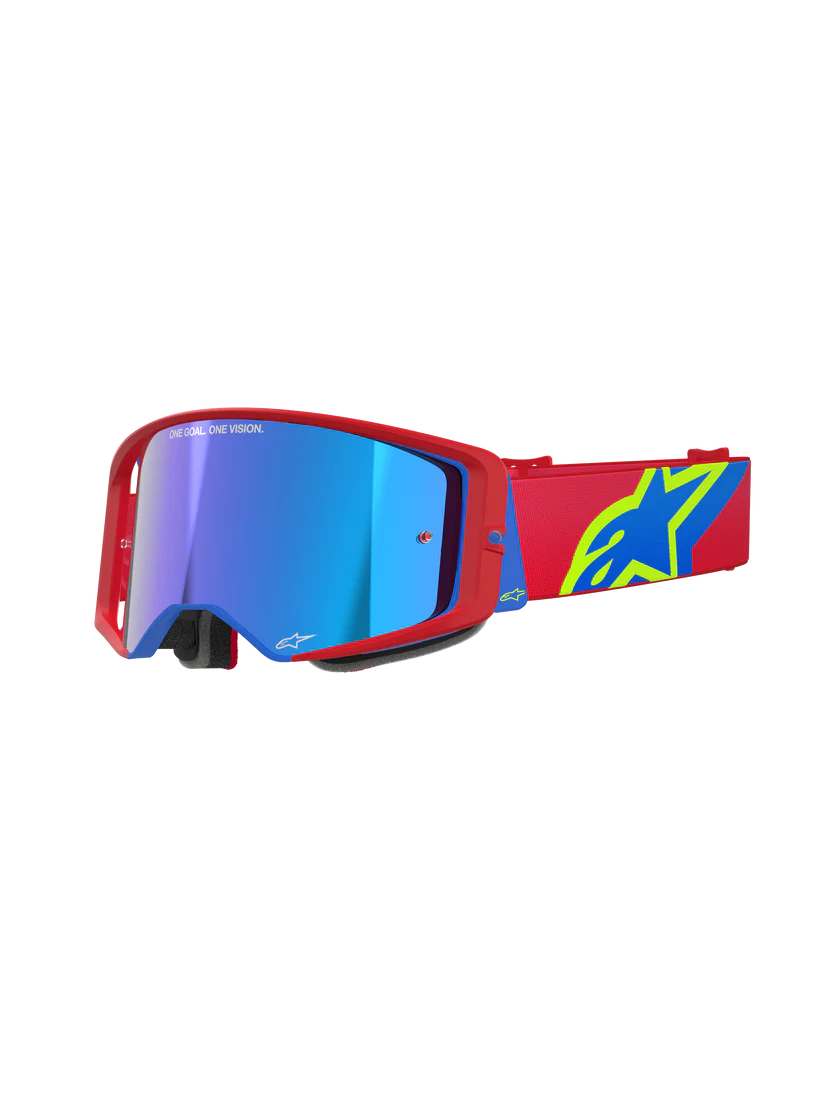 Maschera MX Alpinestars Supertech Rosso Mirror Blu