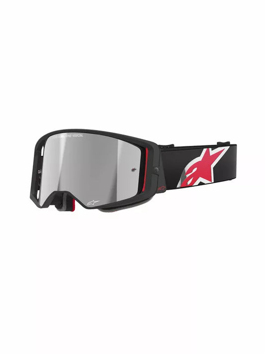 Maschera MX Alpinestars Supertech Nero Rosso Mirror Silver