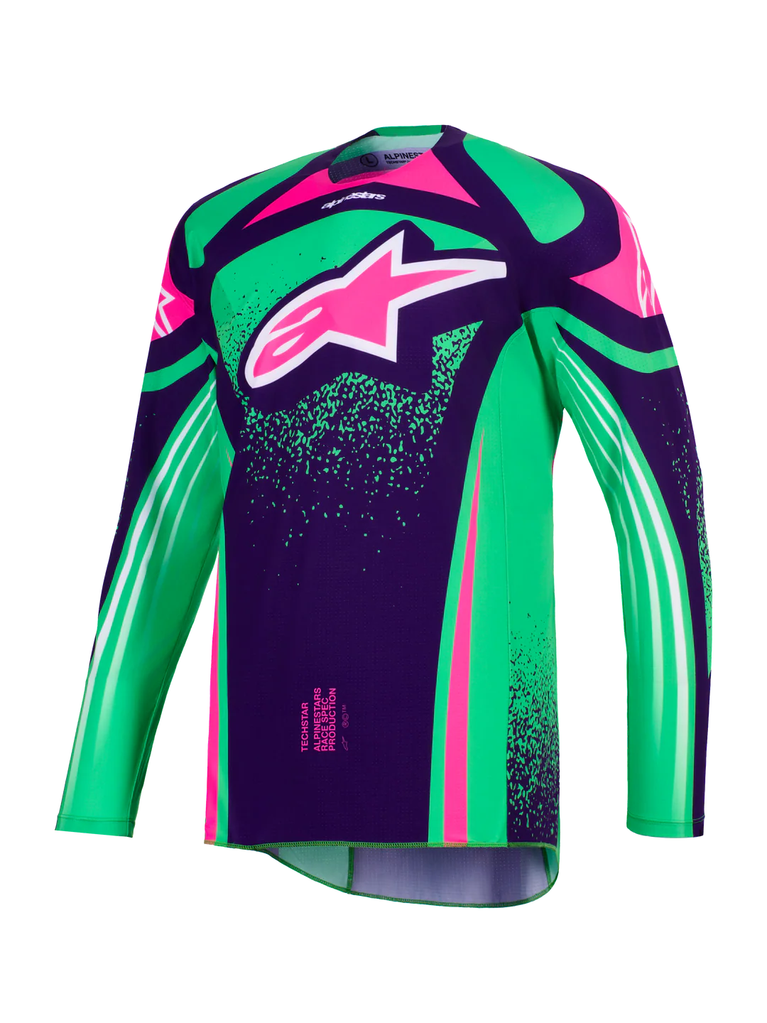 Maglia Alpinestars Techstar Nomur Verde, Rosa, Viola