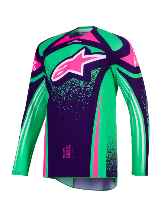 Maglia Alpinestars Techstar Nomur Verde, Rosa, Viola