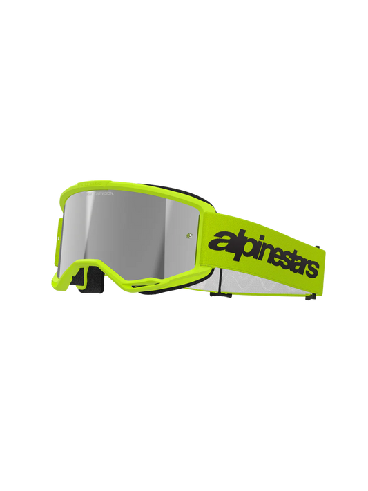 Maschera Alpinestars Vision 3 Wordmark Gialla fluo Mirror Silver