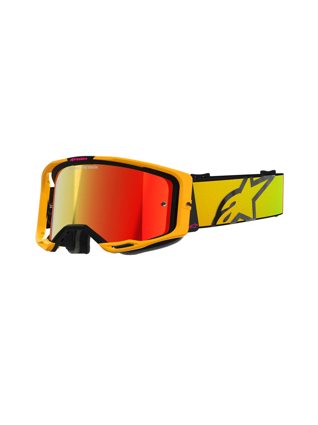 Maschera Alpinestars  Vision 8 Corp Gialla e Rosa Mirror Rosso