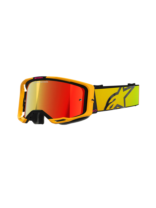 Maschera Alpinestars  Vision 8 Corp Gialla e Rosa Mirror Rosso