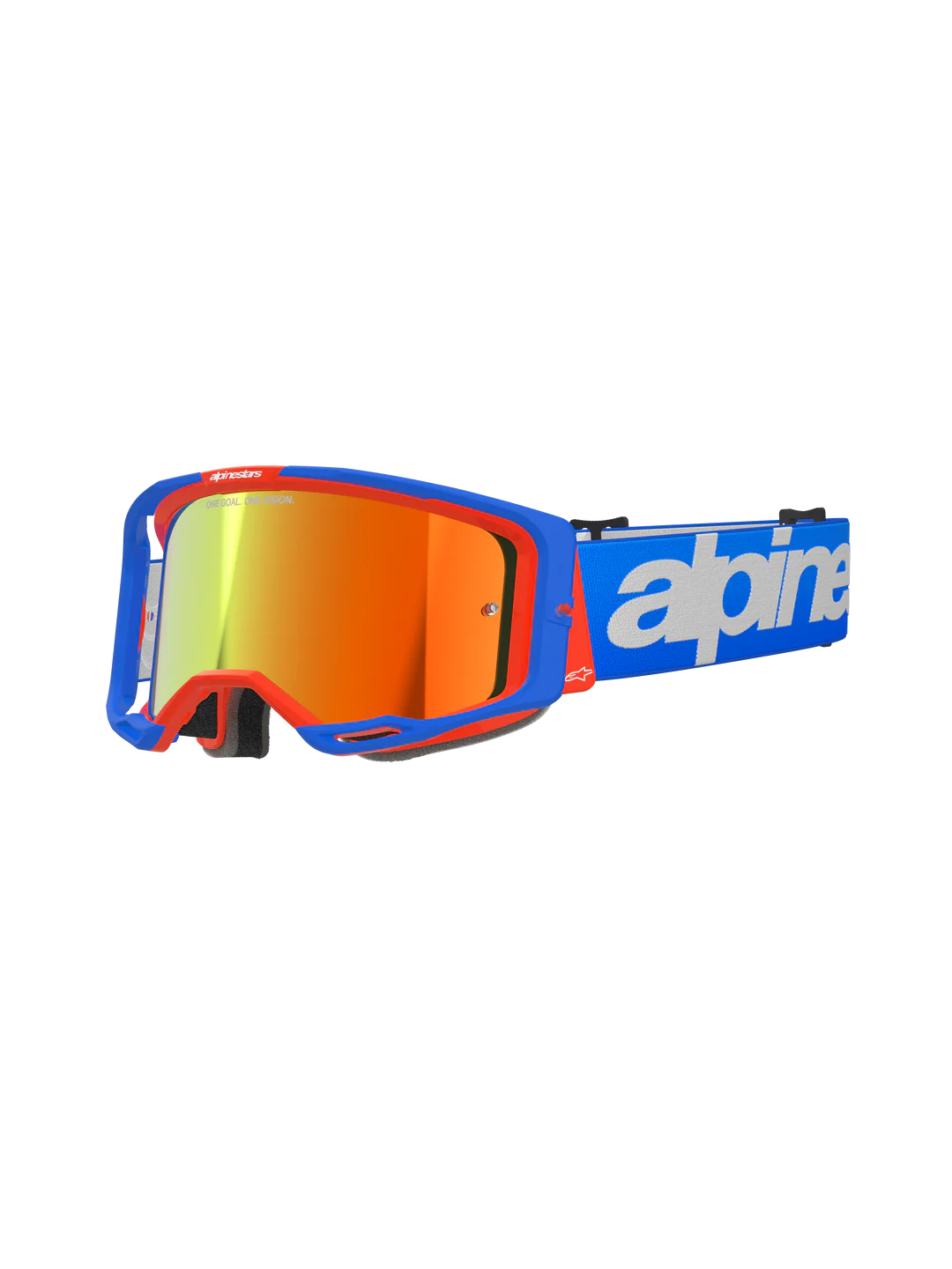 Maschera Alpinestars  Vision 8 Wordmark Blu Arancione Mirror Rosso