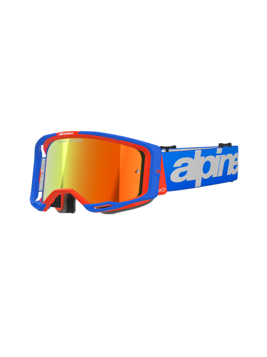 Maschera Alpinestars  Vision 8 Wordmark Blu Arancione Mirror Rosso