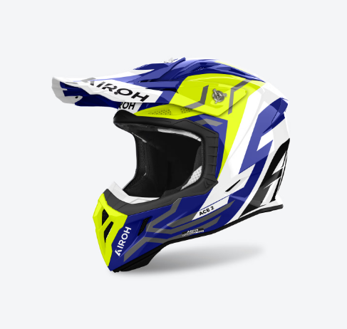 Casco Airoh AVIATOR ACE 2 GROUND Blu/Giallo Lucido