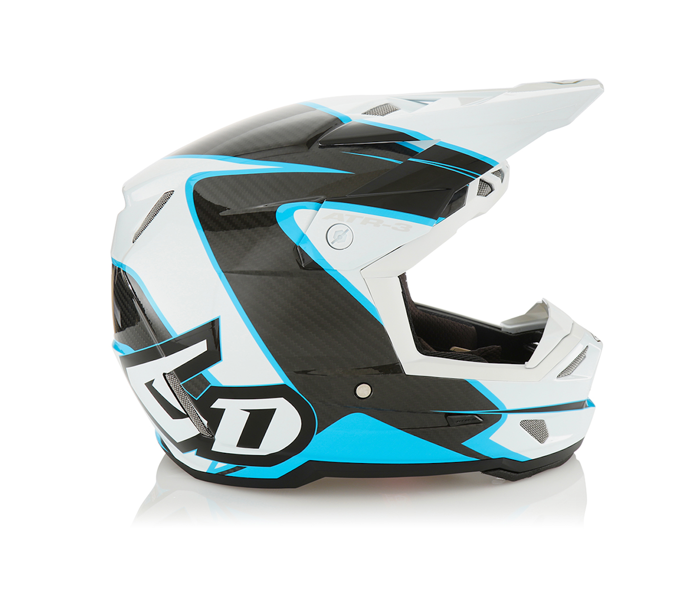 Casco 6D ATR-3 WAVE Ciano e Bianco Lucido