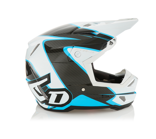 Casco 6D ATR-3 WAVE Ciano e Bianco Lucido